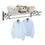 Wellex] 59" Stainless Steel Folding Clothes Drying Rack (60lb Capacity, 22.5 Linear FEET) Folding Clothes Drying Rack Wall Mounted, Great Organization Landry Room, Indoor Outdoor Use