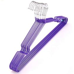 Clothes Hangers, 10pcs Metal Non Slip Coat Hanger, Space Saving Clothes Hangers Strong & Durable Lightweight Hangers Organizer for Hangs Suit, Jackets, Trousers and Sweater(40cm18.5cm,Purple)