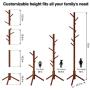LANGRIA Rubber Wood Coat Rack Stand Hat Hanger Tree Holder, Clothes Organizer with Tripod Base for Hallway Entryway Room Home Office, for Jackets Hats Bags Umbrella (8 Hooks, Coffee Color)