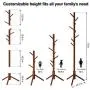 LANGRIA Rubber Wood Coat Rack Stand Hat Hanger Tree Holder, Clothes Organizer with Tripod Base for Hallway Entryway Room Home Office, for Jackets Hats Bags Umbrella (8 Hooks, Coffee Color)