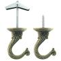 Pack of 12 Complete Sets ? Heavy Duty Metal Ceiling Hooks, Wide Opening Swag Hooks, Plant Hanging Hooks with Hardware, Antique Brass Enamel Finish Pack of 12 Complete Sets ? Heavy Duty Metal Ceiling Hooks, Wide Opening Swag Hooks, Plant Hanging Hooks with Hardware, Antique Brass Enamel Finish