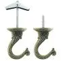 Pack of 12 Complete Sets ? Heavy Duty Metal Ceiling Hooks, Wide Opening Swag Hooks, Plant Hanging Hooks with Hardware, Antique Brass Enamel Finish Pack of 12 Complete Sets ? Heavy Duty Metal Ceiling Hooks, Wide Opening Swag Hooks, Plant Hanging Hooks with Hardware, Antique Brass Enamel Finish