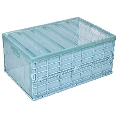 MUYOZZ 25 Quart Collapsible Storage Bins with Lids Foldable Plastic Storage Boxes for Home,Office,Car Trunk,Closet,Blue