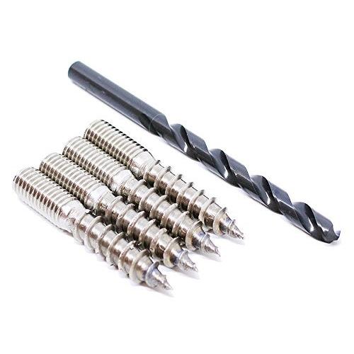 (4pcs) M10X60 Metric Hanger Bolt Stainless Steel with Install Drill Bit by BelMetric HNG10X60SS