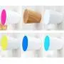 WINGOFFLY 3PCS Decorative Wooden Wall Mounted Hanging Coat Hat Hooks Modern Colorful Clothes Hanger Handemade Craft Rack(Blue& Wathet& White)
