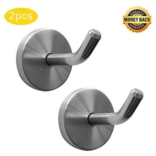 Shineme 2 Pack Stainless Steel Elephant Nose Hook Single Hanger Living Room Bathroom Towel Kitchen Wall Hook Strong Heavy Duty Garage Storage Organizer Hook -2Size (small-2pcs)