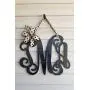 Hand Painted 3 Initial Door Hanger with a Large Ribbon Bow/Initial Door Wreath/Monogram Door Hanger Wreath/Triple Monogram Door Hanger