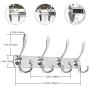 BAOEF Coat Hat Hook,Metal Robe Rail Rack Towel Hanger with Flared Tri-Hook,Colset Organizer for Home,Entryway,Office,Keys,Scarf,Jacket,Backpack,Wall Mounted,Silver