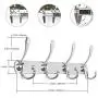 BAOEF Coat Hat Hook,Metal Robe Rail Rack Towel Hanger with Flared Tri-Hook,Colset Organizer for Home,Entryway,Office,Keys,Scarf,Jacket,Backpack,Wall Mounted,Silver