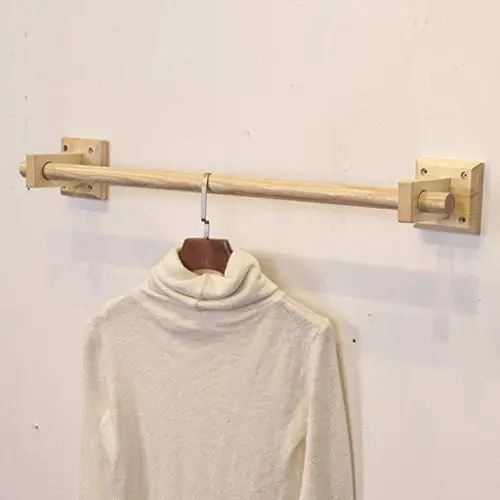YGLight Hanger Rod Retro Style Garment Rack Wood Clothes Clothing Display Non-Toxic Paint Retail Commercial Use Perfect Shelf Laundry Rooms Wood (Size : 8012.5CM)