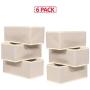 DIOMMELL 6 Pack Foldable Cloth Storage Boxes Closet Dresser Drawer Organizer Fabric Baskets Bins Containers Divider with Drawers for Clothes Underwear Bras Socks Lingerie Clothing,Beige 060