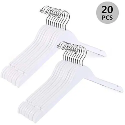 Better to U Solid Wooden Shirt and Dress Clothes Hangers with Chrome Hook, White Smooth Finished (20 Pack) Better to U Solid Wooden Shirt and Dress Clothes Hangers with Chrome Hook, White Smooth Finished (20 Pack)