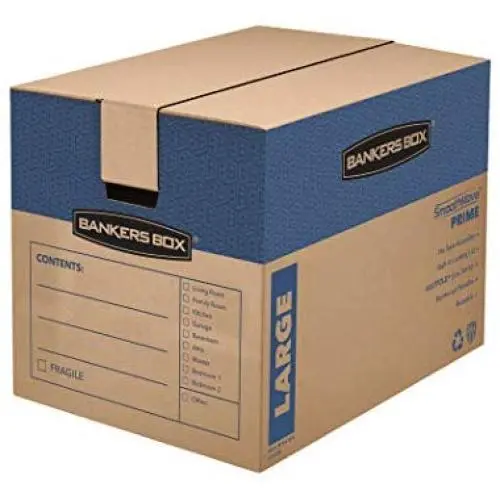 Bankers Boxes SmoothMove Prime Moving Boxes, Tape-Free, FastFold Easy Assembly, Handles, Reusable, Large, 24 x 18 x 18 Inches Bankers Boxes SmoothMove Prime Moving Boxes, Tape-Free, FastFold Easy Assembly, Handles, Reusable, Large, 24 x 18 x 18 Inches
