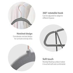 HOUSE DAY Velvet Hangers Non-Slip Velvet Hangers -50 Pack- Heavy Duty Velvet Suit Hangers Velvet Space Saving Non Slip Clothes Hangers,Grey