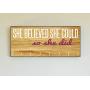 Race Medal Holder/Running Medal Hanger SHE BELIEVED SHE COULD SO SHE DID- Wood Wall Mounted Medal Organizer. CUSTOMIZATION Available