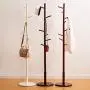 TLTLYMJ Coat Rack, Solid Wood Bedroom Hangers, Home Floor, Simple Office Clothes Rack (Color : Dark Brown)