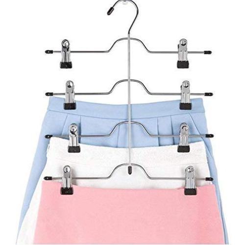 4 Layers Stainless Steel Multifunctional Clothes Hangers Pants Storage Hangers Cloth Rack Multilayer Home Storage Cloth Hanger 2pcs
