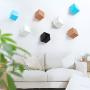 Anjuer 4 Hooks Coat Hat Clothes Robe Holder Hook Wall Hanger Wood (Black Wood White Blue)