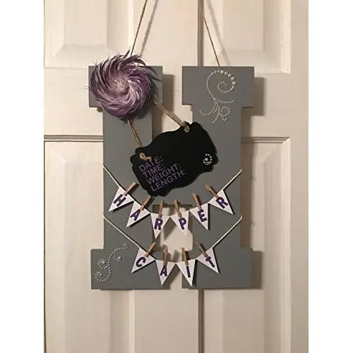 Initial Hospital Door Hanger announcement child room nursery personalized birth stats, birthing suite Sign
