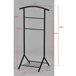 Kings Brand Furniture - Amos Metal Suit Valet Rack Stand Organizer, Black