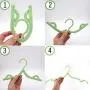EvaroFly Multipurpose Portable Stretch Folding Hanger, Anti-skidding Save Space Storage Clothes Hanger, Household Travel Camping -Pink 10 Pcs
