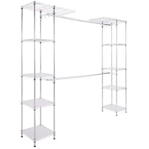 Closet Organizer Expandable Free Standing Clothes Hanger Rack Shelves Heavy Duty Closet Organizer Expandable Free Standing Clothes Hanger Rack Shelves Heavy Duty