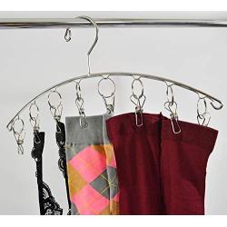 Home-X 2Pcs Drip-Dry Stainless Steel Clothes Drying Hanger, Laundry Clothesline, 8 Built-in Clothespins, Heavy-Duty Clothes Hangers, Dry Socks Towels Bras Baby Clothes, Gloves-16”x4”