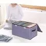 UUJOLY Large Storage Bins Linen Fabric Foldable Basket Cubes Organizer Storage Drawer with Lid and Handles for Home, Office, Closet, Bedroom, Nursery (Purple-2pcs)