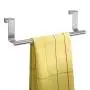 Mziart Modern Towel Bar with Hooks for Bathroom and Kitchen, Brushed Stainless Steel Towel Hanger Over Cabinet (9 inch)