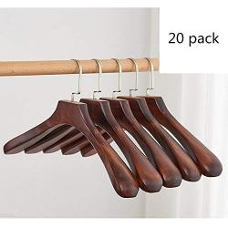 LIUFENGLONG Clothes Hangers Set, 20 Pack Adult Wooden Hanger Non Slip Strong Premium Wooden Coat Hangers Suit Hangers Saving Hangers Suit Clothes Hangers Closet Clothing Organiser