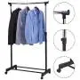 1pcs Adjustable Rolling Clothes Hanger Coat Rack Floor Hanger Storage Wardrobe Clothing Drying Racks with Shoe Rack