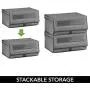 mDesign Stackable Fabric Closet Storage Organizer Shoe Boxes Bin - Modern Holder for Storing Mens and Womens Dress Shoes, Boots, Pumps, Sandals, Flats - Window, Hinged Lid, 4 Pack - Dark Gray mDesign Stackable Fabric Closet Storage Organizer Shoe Boxes Bin - Modern Holder for Storing Mens and Womens Dress Shoes, Boots, Pumps, Sandals, Flats - Window, Hinged Lid, 4 Pack - Dark Gray