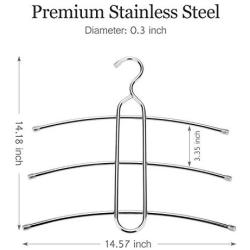 TRUSBER Stainless Steel Clothes Hangers, Premium Metal Coats Hangers with 3 Layers, Tree-Shape, Tree-Type Space Saving for Coats T-Shirts Windbreaker Sweaters ? Silver (Pack of 6)