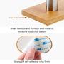 PHASAT SUS 304 Stainless Steel Bamboo Wood Robe Hook Large Double Bath Hook Wall Mounted Towel Rack Two Hooks 3M Sticker Adhesive Hooks, Clothes Hangers Office Home Kitchen Brushed Nickel X2-002