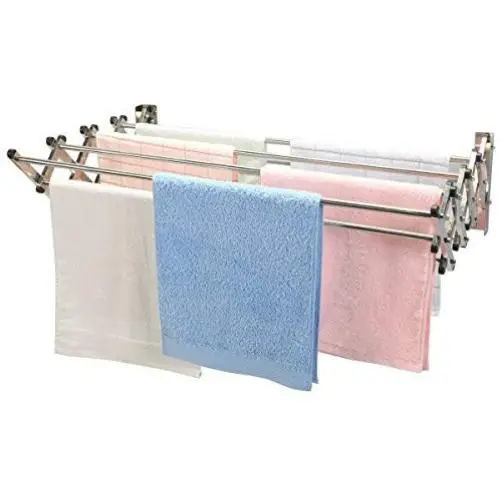 GJH One Wall Mounted Drying Rack Stainless Expandable Clothes Hanger Towel Laundry Room GJH One Wall Mounted Drying Rack Stainless Expandable Clothes Hanger Towel Laundry Room