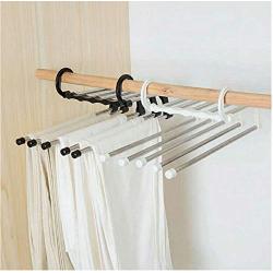 5PC Random Color Multi-Functional Pants Rack Shelves Portable 5 in1 Stainless Steel Wardrobe Magic Clothes Hanger Storage Hanger Decoration