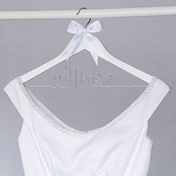 Ella Celebration Mrs Wedding Dress Hanger, Wood and Wire Hangers for Bride (White with Silver Wire)