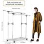 CONBOLA Heavy Duty Clothes Rolling Rack, Adjustable Double Rods Garment Hanging Stand with Shelves on Wheels for Drying Hanging Clothes Aluminum Alloy (Silver)