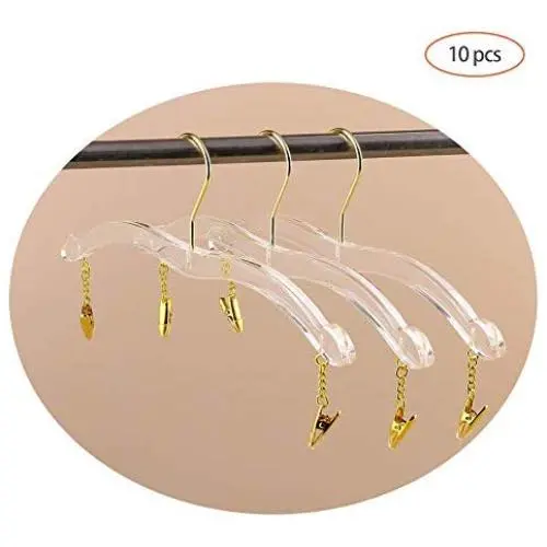 Clothes Hangers Plastic, Transparent Acrylic Underwear Hanger, Panty Liner,10pcs,Gold Clothes Hangers Plastic, Transparent Acrylic Underwear Hanger, Panty Liner,10pcs,Gold