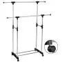 HEAVY DUTY-Double Adjustable Portable Clothes Rack Hanger Extendable Rolling