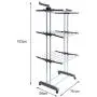 Homgrace 3-Tier Foldable Rolling Clothes Drying Rack with Commercial Grade Wheels Stainless Steel Dryer Garment Hanger Stand Indoor Outdoor (Grey)