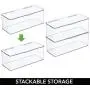 mDesign Stackable Plastic Kitchen Pantry Cabinet/Refrigerator Food Storage Container Bin Boxes with Lid - Organizer for Packets, Snacks, Produce, Pasta - BPA Free - Holds 4.7 Quarts, 4 Pack - Clear mDesign Stackable Plastic Kitchen Pantry Cabinet/Refrigerator Food Storage Container Bin Boxes with Lid - Organizer for Packets, Snacks, Produce, Pasta - BPA Free - Holds 4.7 Quarts, 4 Pack - Clear