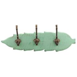 Indianshelf Handmade 1 Artistic Vintage Green Wooden Small Coat Hooks Holders/Key Hooks for Wall