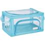 DoDoMagxanadu Clear Foldable Storage Bins Boxes, Toy Storage Boxes Stackable Closet Container Organizer Basket with Clear Window for Clothes, Bedding and Kids Toy (Blue, 22L(15.3x11.4x7.8))