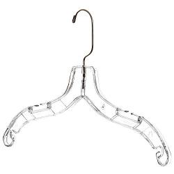 Mainetti 5400 Clear Plastic Hangers with 360 Swivel Metal Hook and Notches for Straps, Great for Shirts/Tops/Dresses, 17 Inch (Pack of 10)