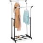 Whitmor Adjustable Double Garment Rack -Rolling Clothes Organizer - Chrome