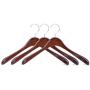 Superior Gugertree Wooden Wide Shoulder Coat Hanger, Women Clothing Hangers with Polished Chrome Hook, Attractive Walnut Finish,3-pack