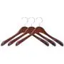 Superior Gugertree Wooden Wide Shoulder Coat Hanger, Women Clothing Hangers with Polished Chrome Hook, Attractive Walnut Finish,3-pack