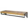 Wall Mounted Wood & Metal Floating Shelf w/Garment Hanger Rod, Decorative Retail Clothing Rack, Brown