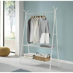 QIANGDA Coat Rack Floor Standing Clothes Hanger White Steel Frame Single Pole Shoes Rack for Living Room, 2 Sizes (Size : 100x160cm)